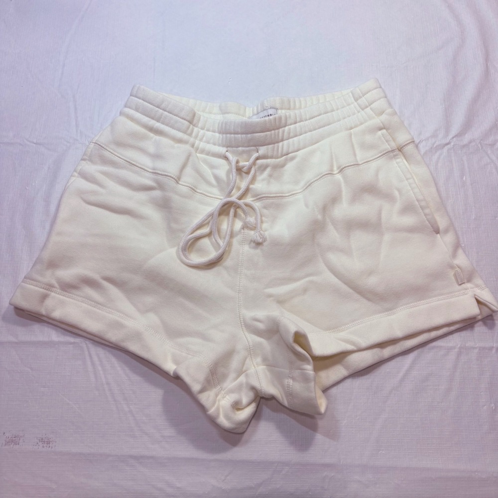 Free Assembly Womens Cream Fleece Sweat Shorts Small Drawstring FAWKB00039SP23